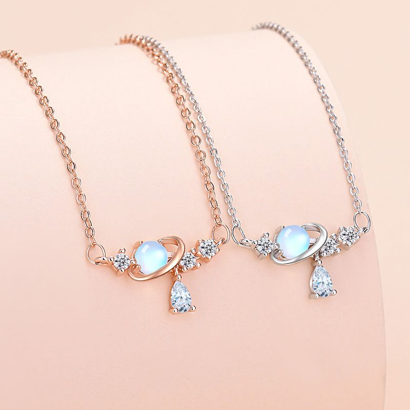 Sweet Planet Copper Plating Inlay Zircon Necklace