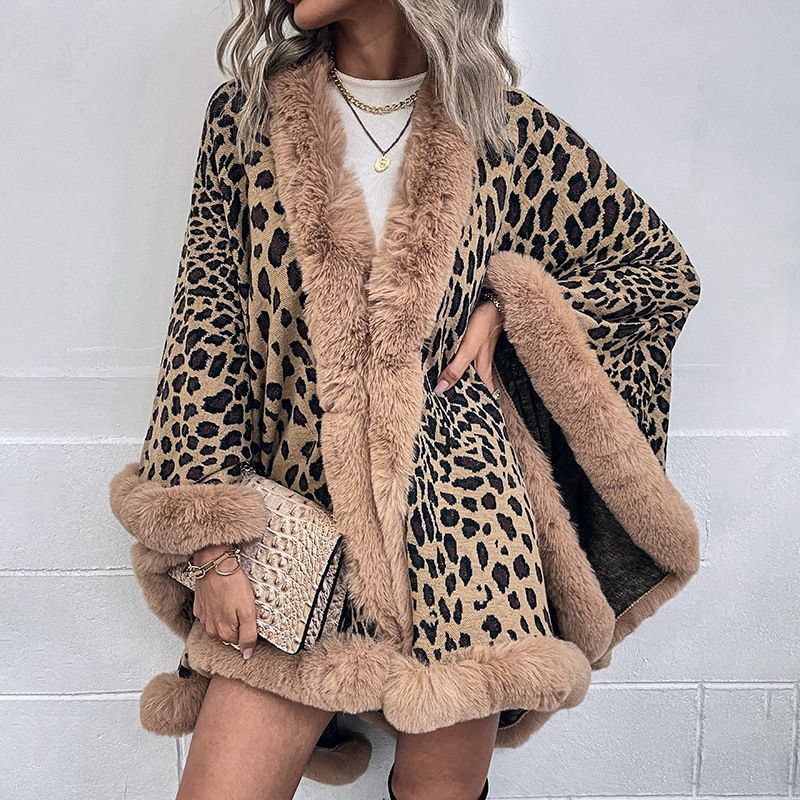 Women's Streetwear Leopard Placket Woolen Coat