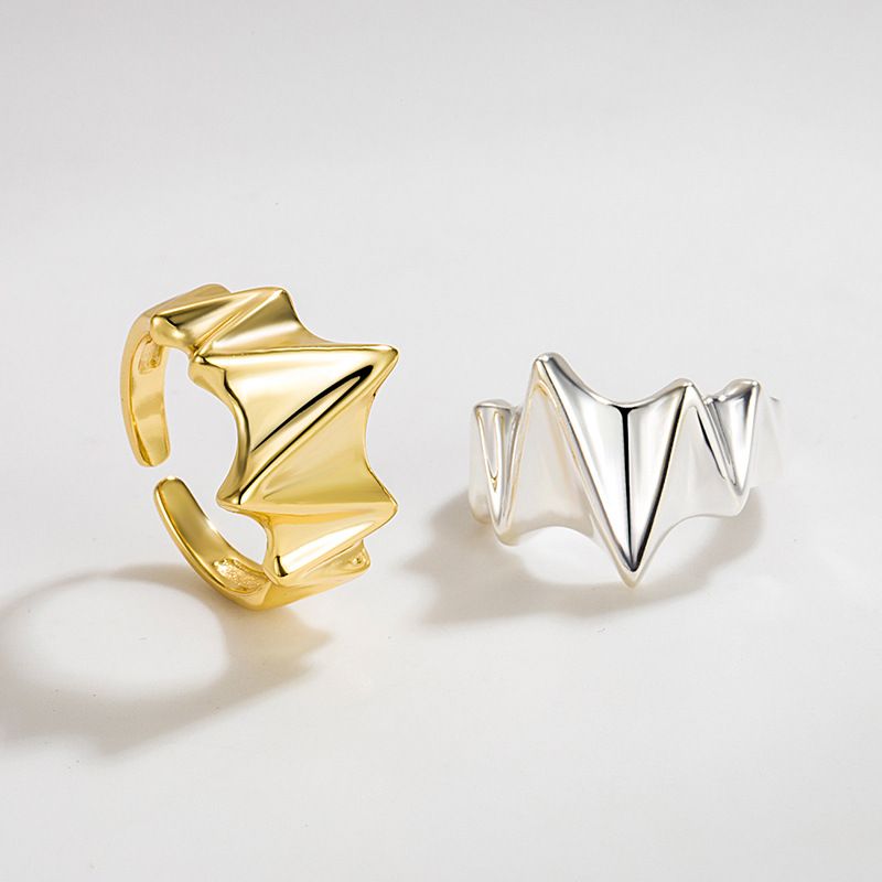 Hip-hop Simple Style Irregular Solid Color Sterling Silver Open Rings In Bulk