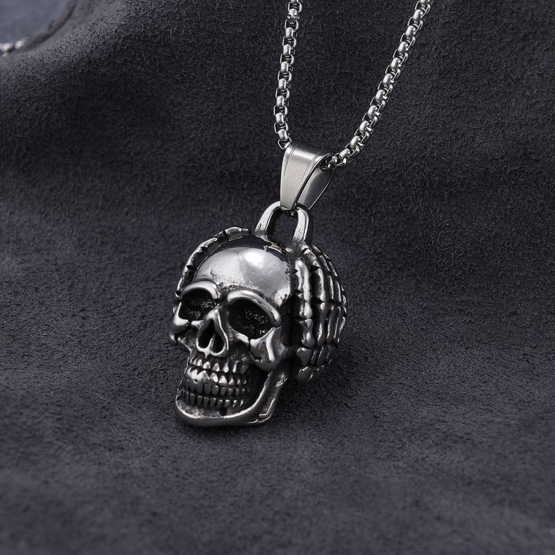 Retro Punk Skull 304 Stainless Steel Halloween Men'S Pendant Necklace