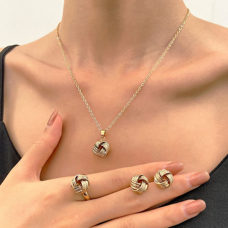Ig Style Simple Style Geometric 14k Gold Plated Silver Plated Alloy Wholesale Rings Earrings Necklace
