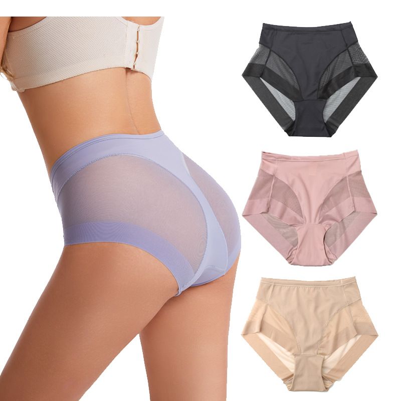 Solid Color Breathable Mid Waist Briefs Panties