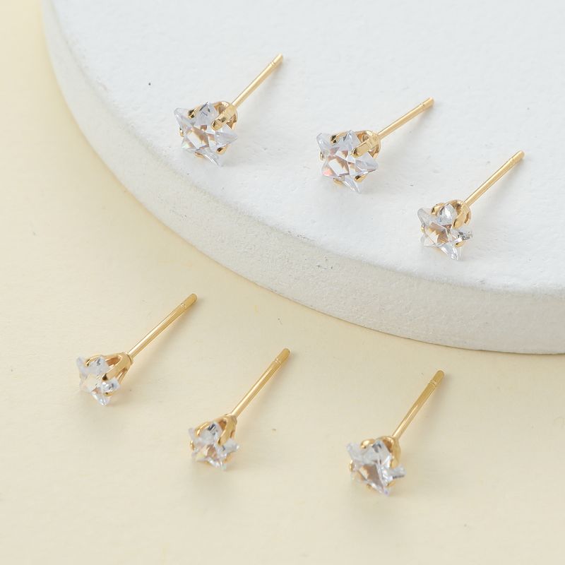 3 Pairs Cute Simple Style Round Star Inlay Alloy Rhinestones Ear Studs