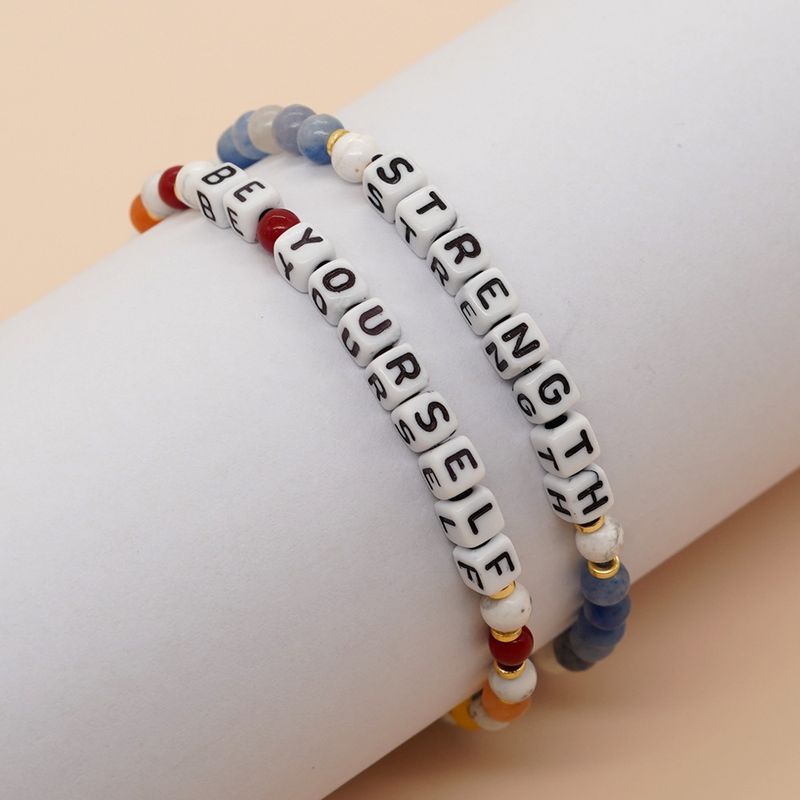 Simple Style Commute Letter Natural Stone Beaded Bracelets