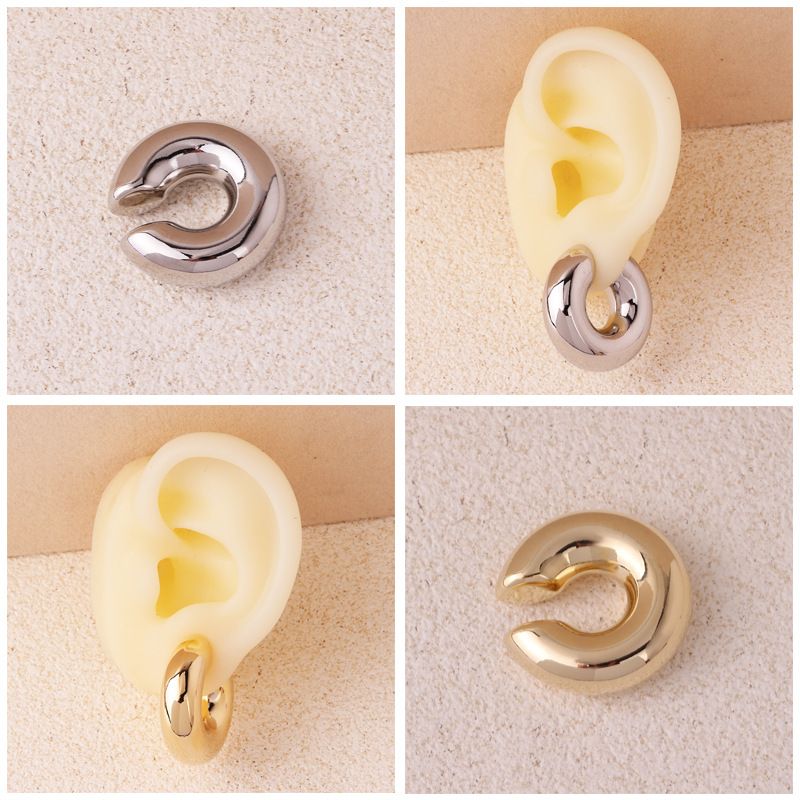1 Pair Ig Style Simple Style Solid Color Plating Copper 18k Gold Plated Ear Cuffs