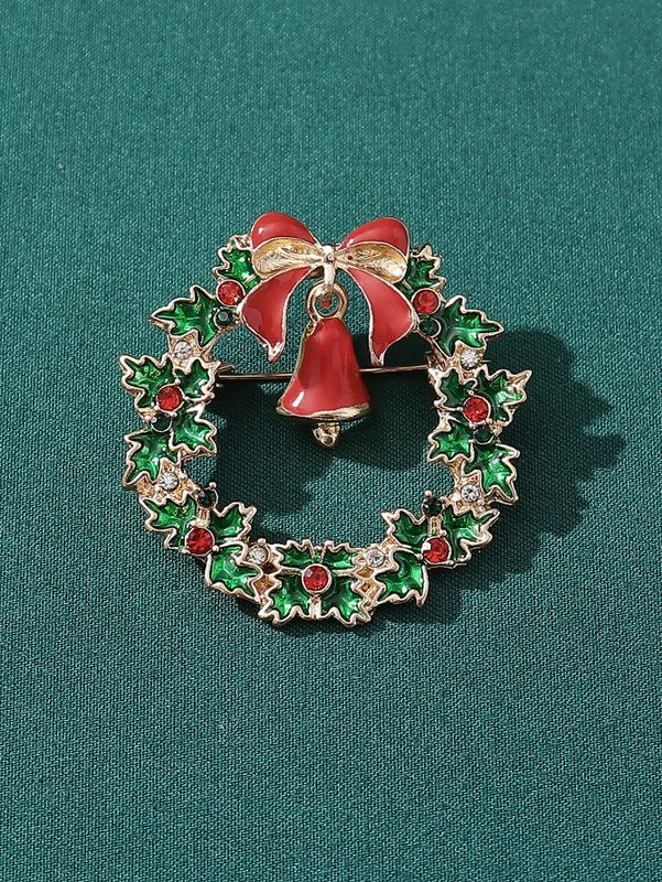 Sweet Wreath Bow Knot Bell Alloy Enamel Inlay Artificial Rhinestones Women's Brooches 1 Piece