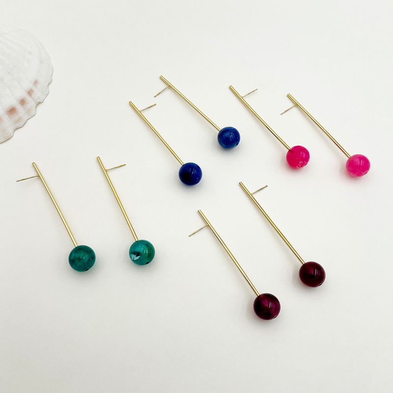 1 Pair Retro Simple Style Geometric Plating 304 Stainless Steel Glass Stone Gold Plated Ear Studs