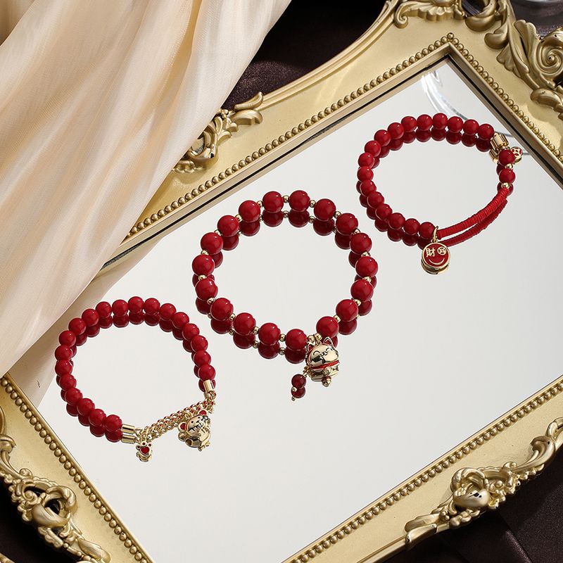 Elegant Round Agate Copper Women's Bracelets
