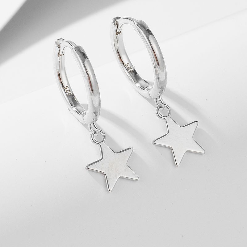 1 Paar Ig-stil Stern Überzug Sterling Silber Überzogen Mit Rhodium Ohrringe