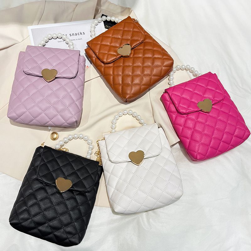 Women's Pu Leather Solid Color Basic Square Magnetic Buckle Shoulder Bag Crossbody Bag Chain Bag