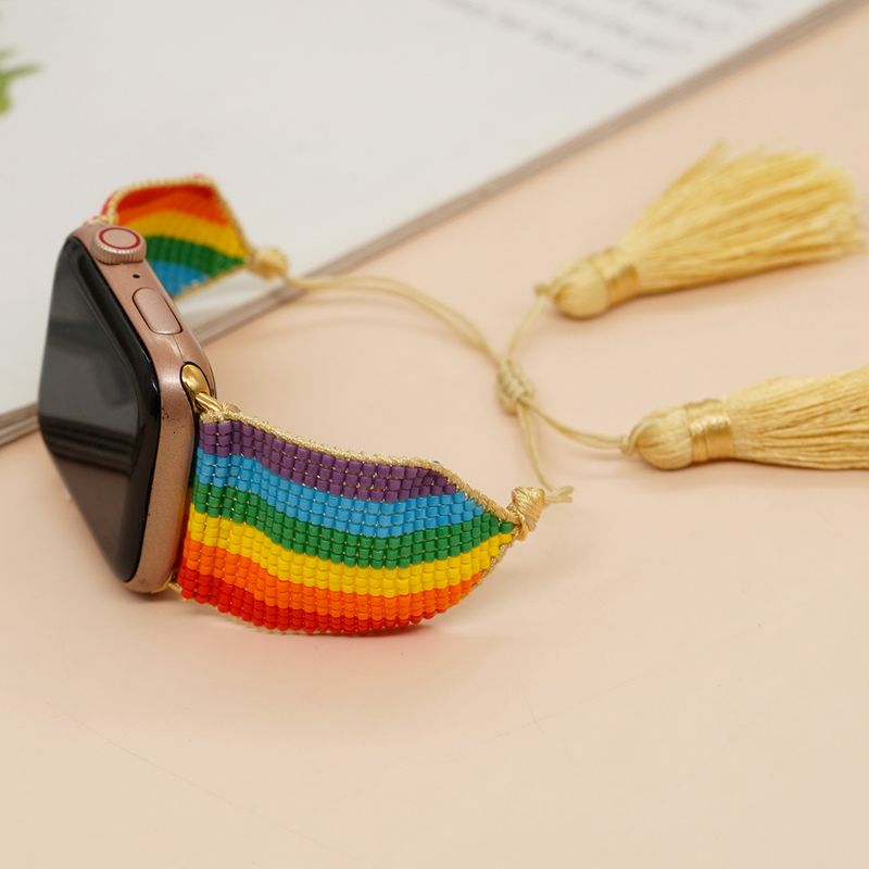 European And American Hot Bohemian Style 6-color Rainbow Bead Suitable For  Watch1-8 Generation Watch Band