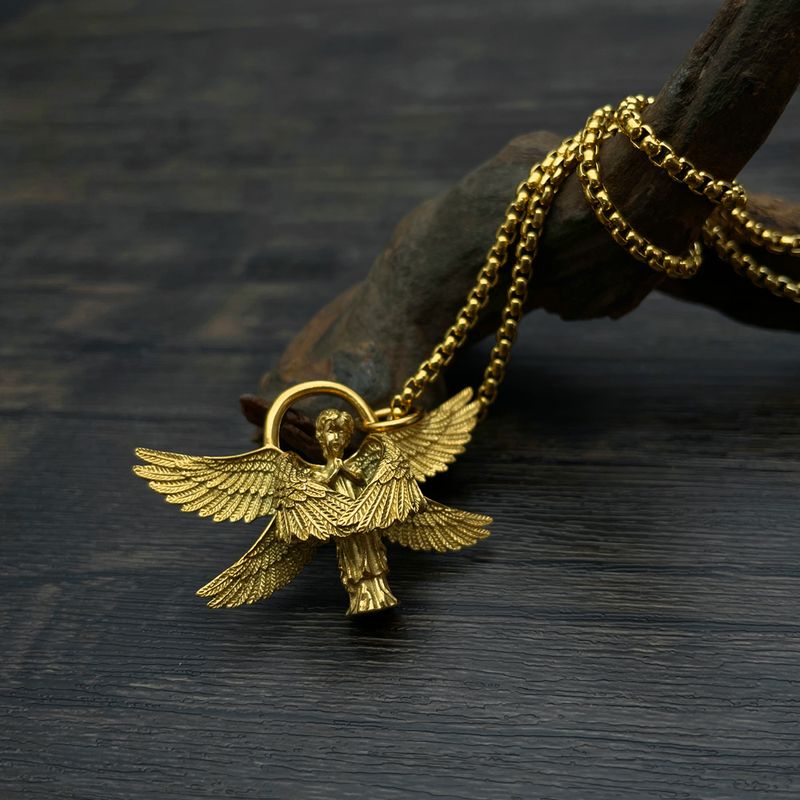Vintage Style Simple Style Angel Wings 304 Stainless Steel Men'S Pendant Necklace