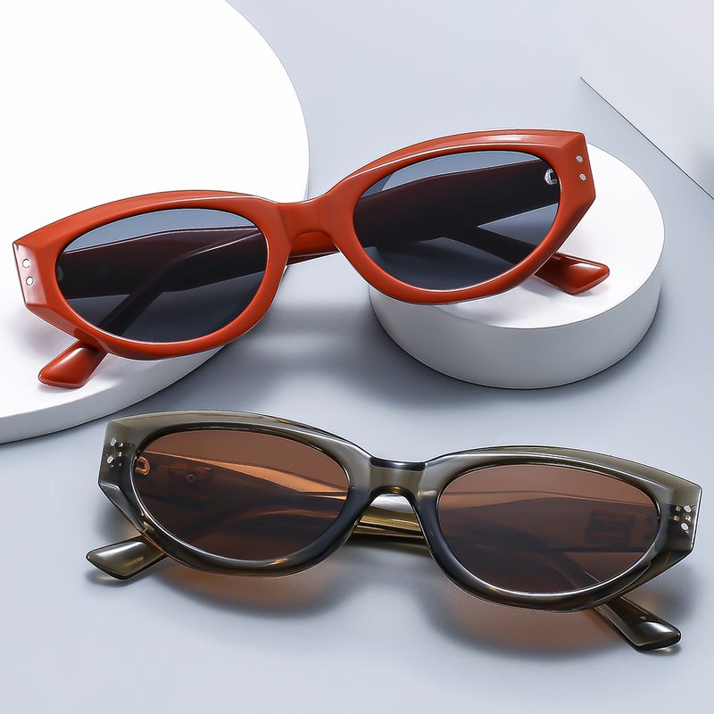 Streetwear Solid Color Pc Polygon Rivet Full Frame Glasses