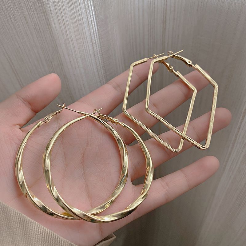 1 Pair Roman Style Streetwear Geometric Alloy Gold Plated Earrings