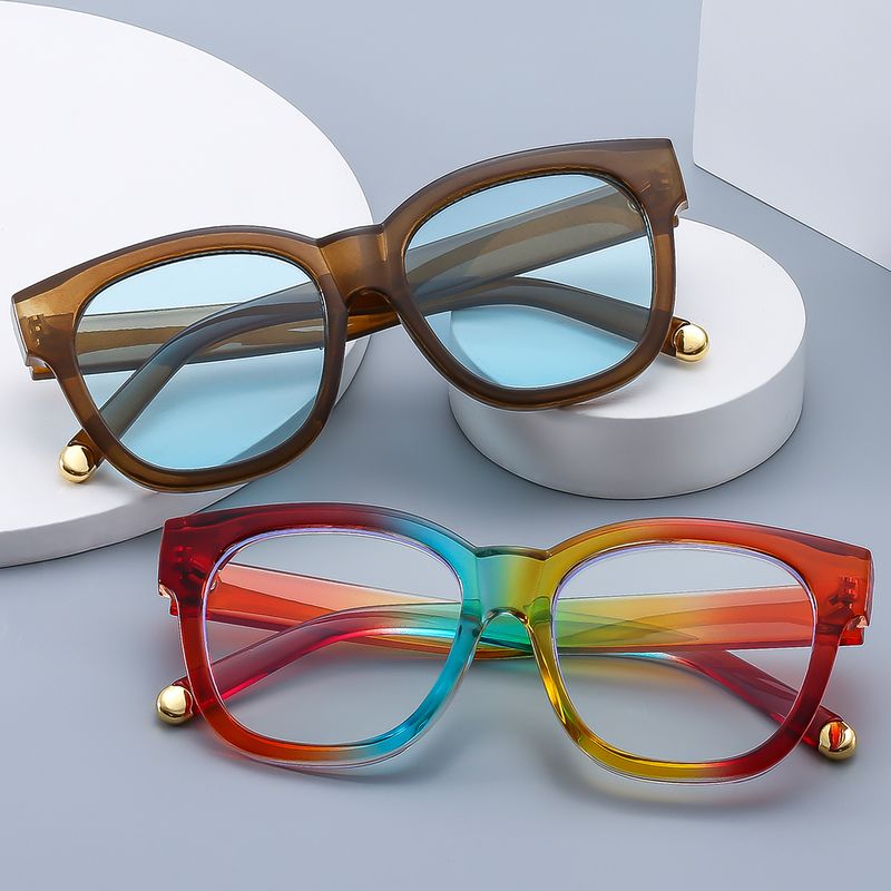 Basic Color Block Pc Oval Frame Full Frame Glasses
