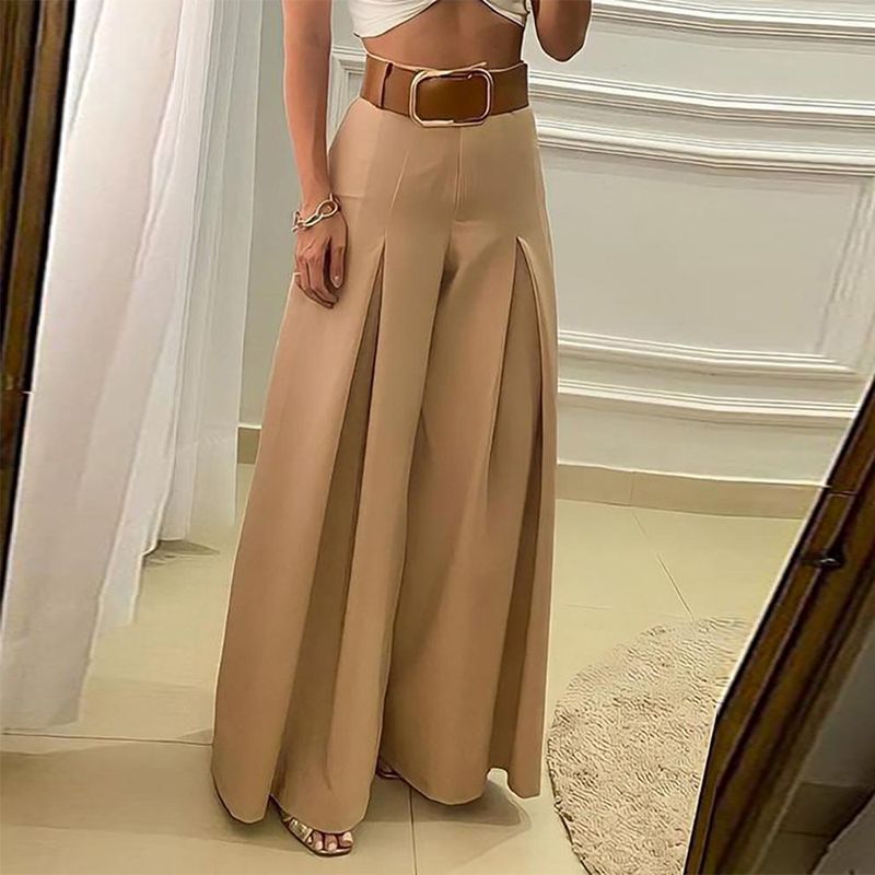 Women's Daily Street Casual Vintage Style Solid Color Full Length Wide Leg Pants