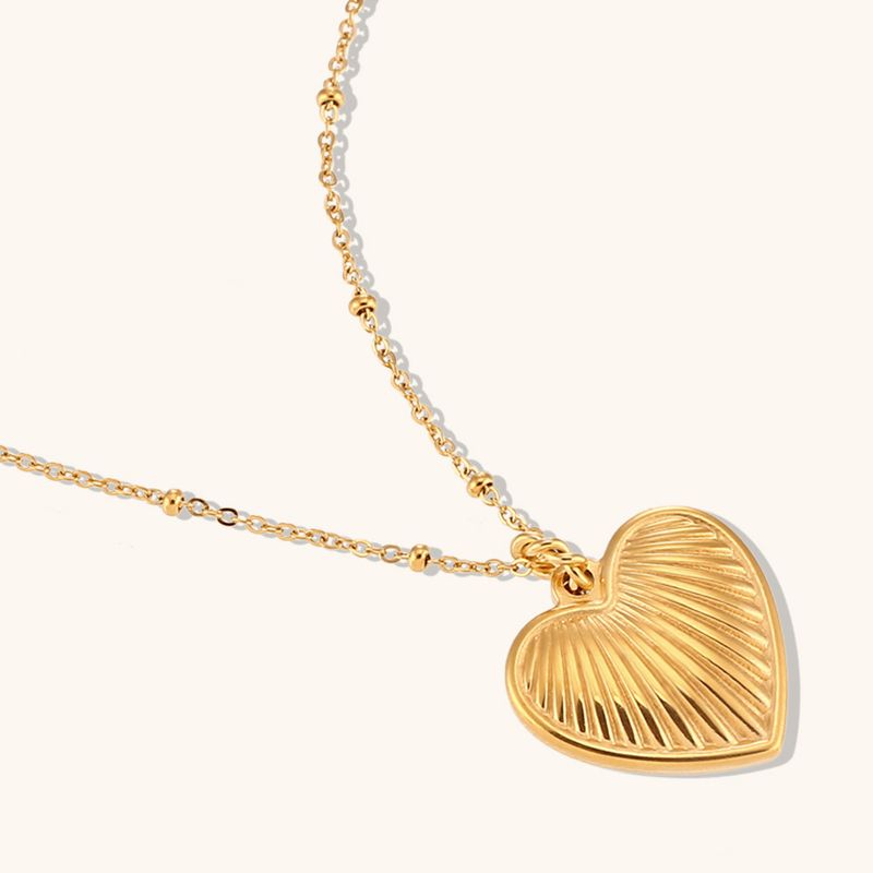 Sweet Heart Shape Stainless Steel Titanium Steel Plating 18k Gold Plated Pendant Necklace