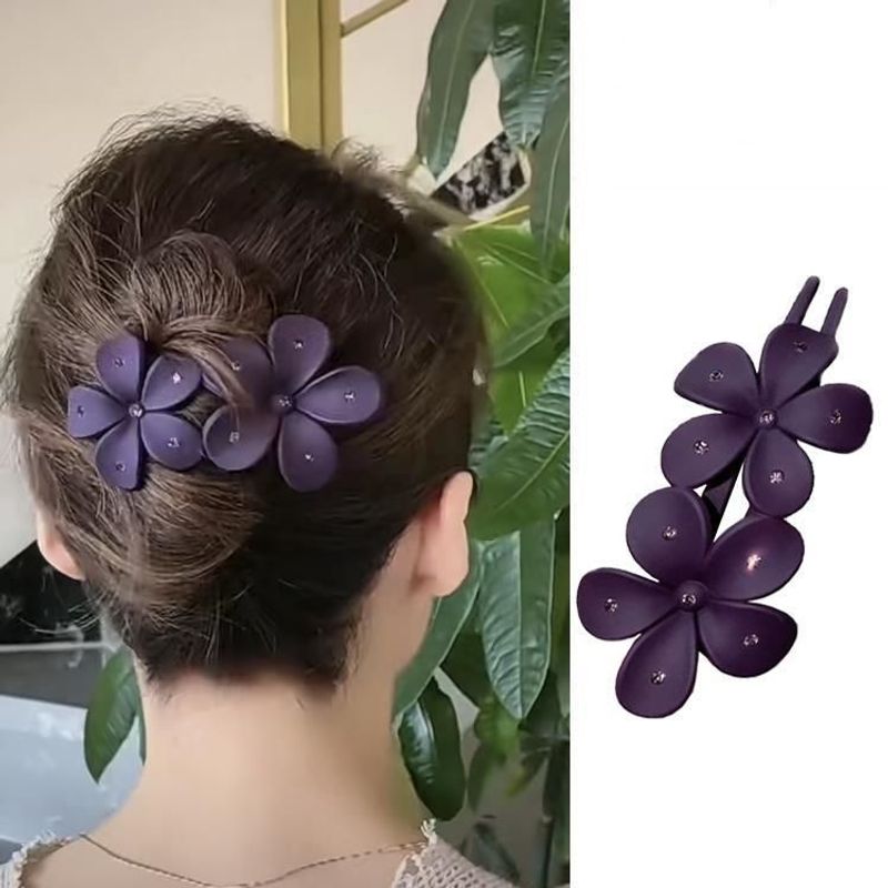 Simple Style Flower Plastic Diamond Hair Clip