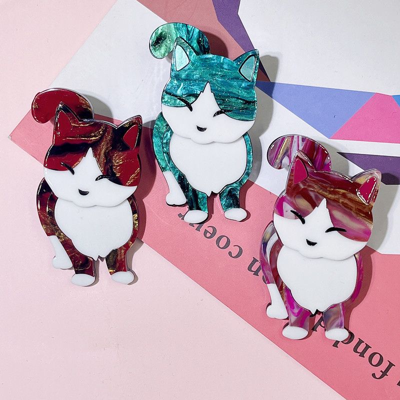 Cute Cat Arylic Stoving Varnish Women's Brooches