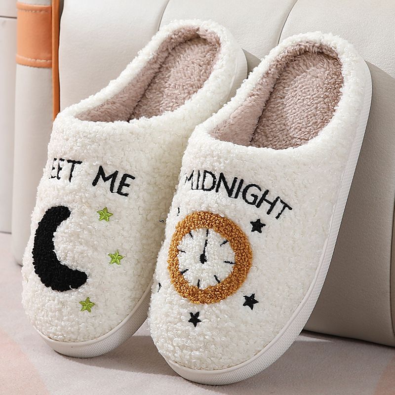 Unisex Casual Cartoon Round Toe Home Slippers Cotton Shoes