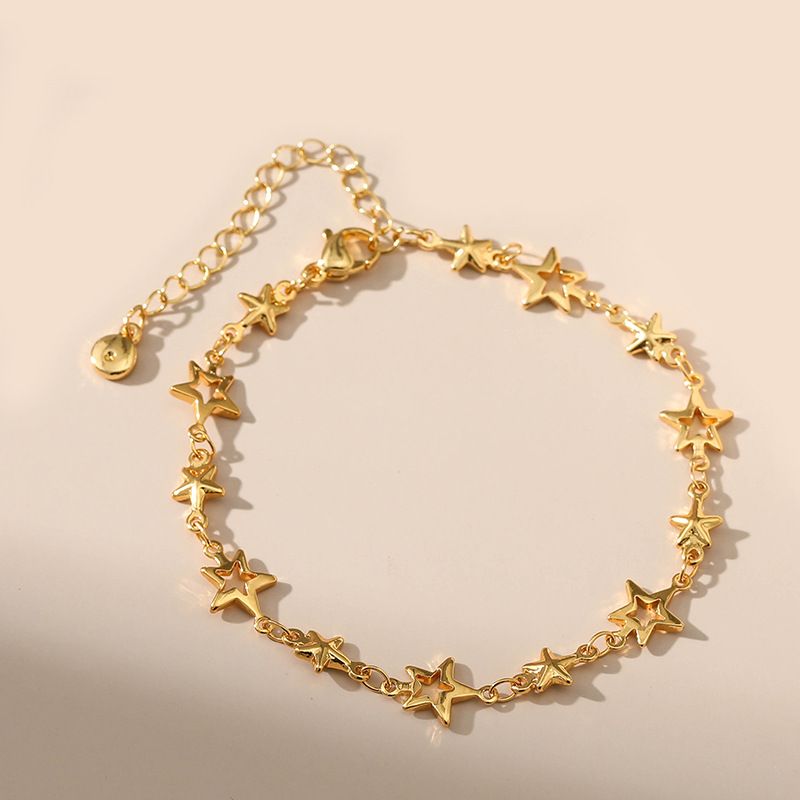 Dame Star Le Cuivre Placage Plaqué Or 18k Bracelets