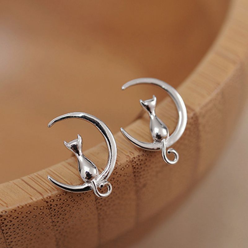 1 Pair Cartoon Style Cat Stainless Steel Ear Studs