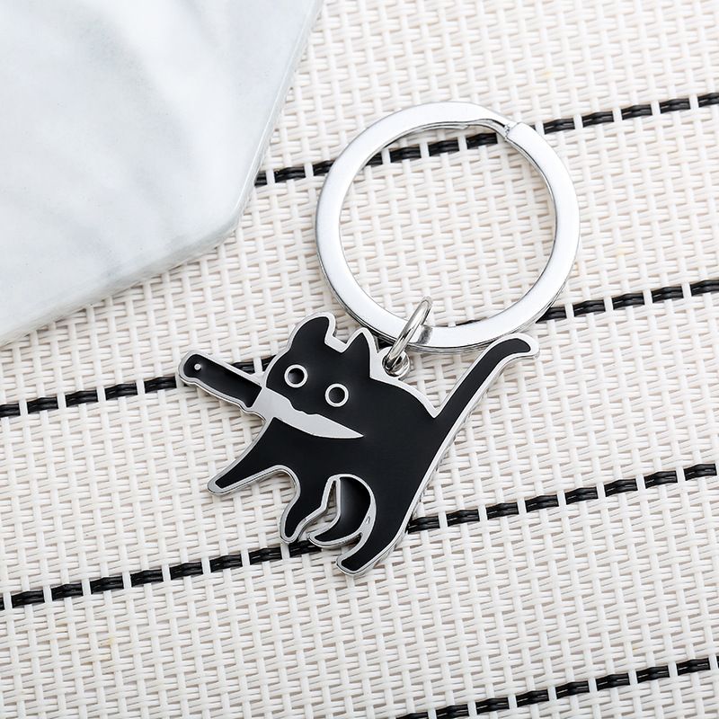 Cute Cat Stainless Steel Unisex Bag Pendant Keychain