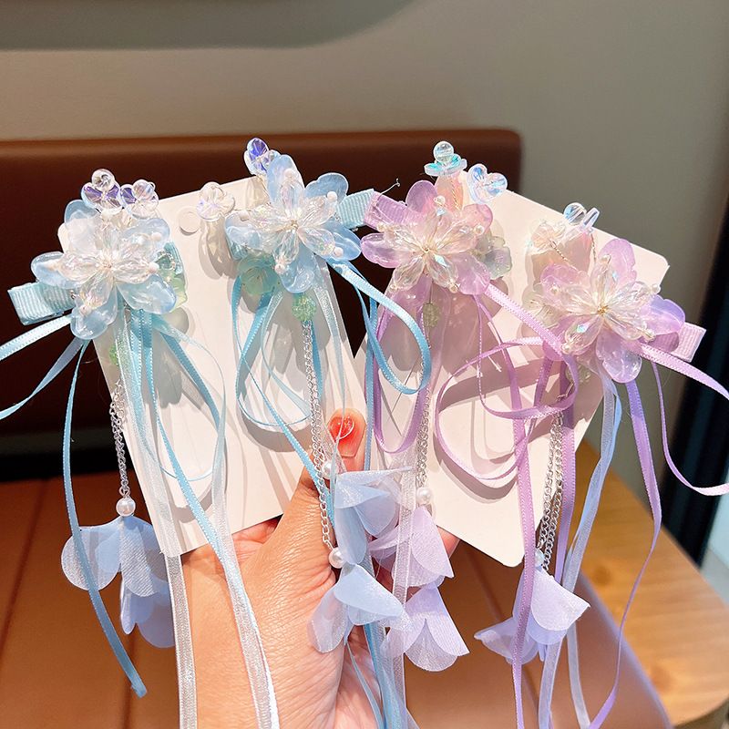 Cute Flower Plastic Cloth Resin Tassel Hair Clip