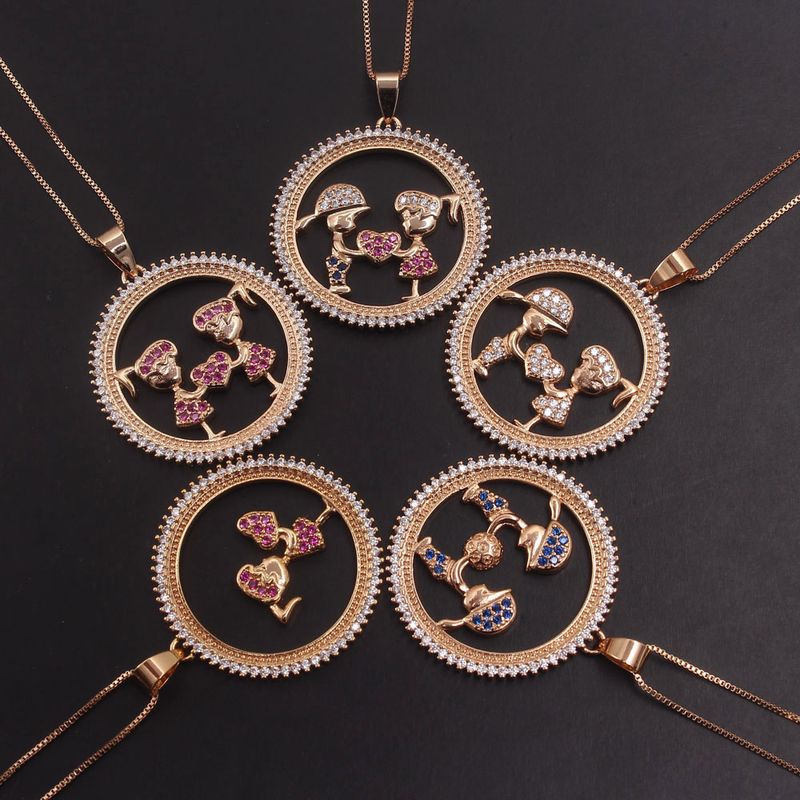 Nihaojewelry Simple Hollow Child Round Diamond-studded Necklace Wholesale Jewelry