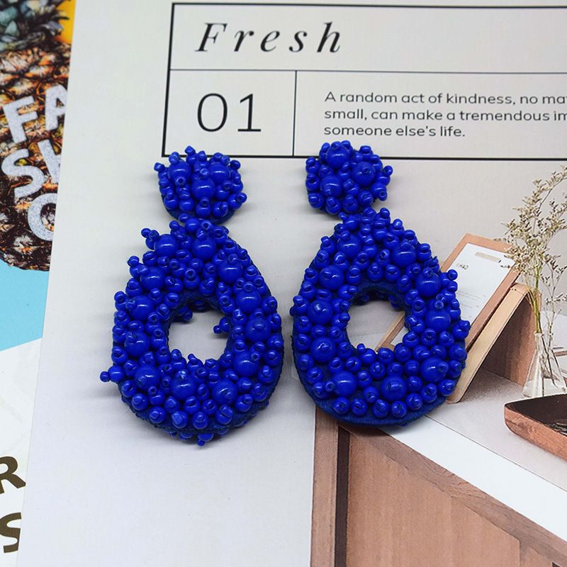 1 Pair Simple Style Solid Color Beaded Seed Bead Drop Earrings