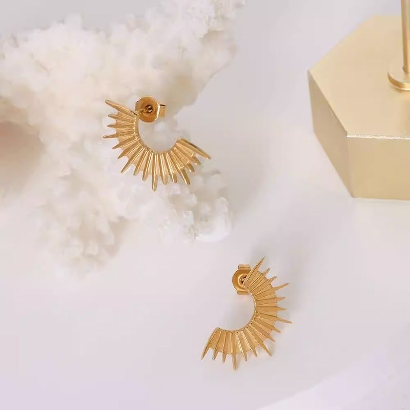 1 Pair Simple Style Solid Color Plating Titanium Steel Gold Plated Ear Studs