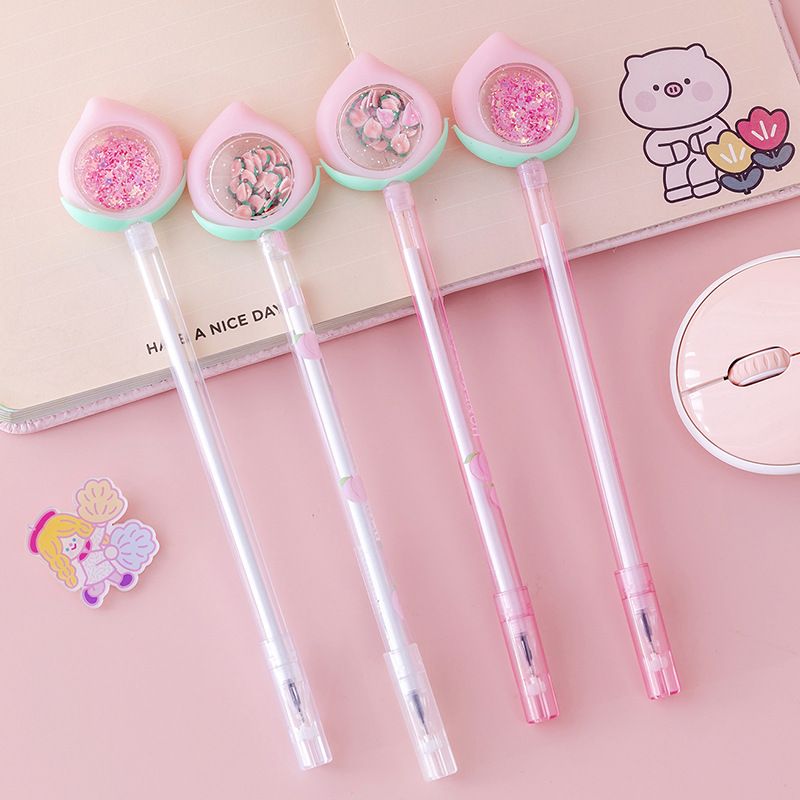 Creative Peach Sequins Transparent Rod Gel Pen Cute Gel Pen