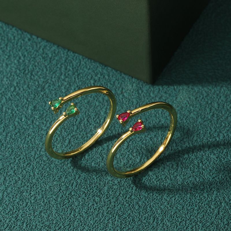 Elegant Einfarbig Kupfer Inlay Zirkon Ringe