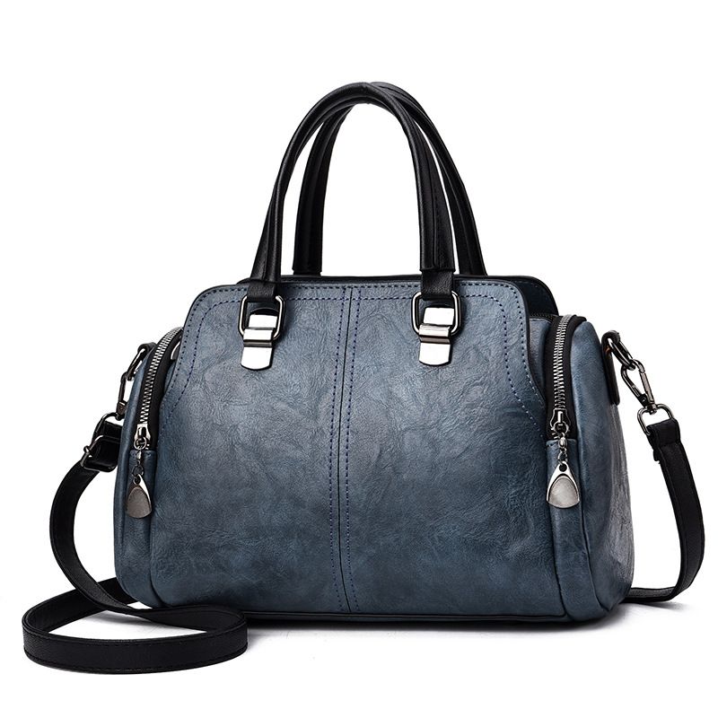 Women's Pu Leather Solid Color Streetwear Square Zipper Handbag