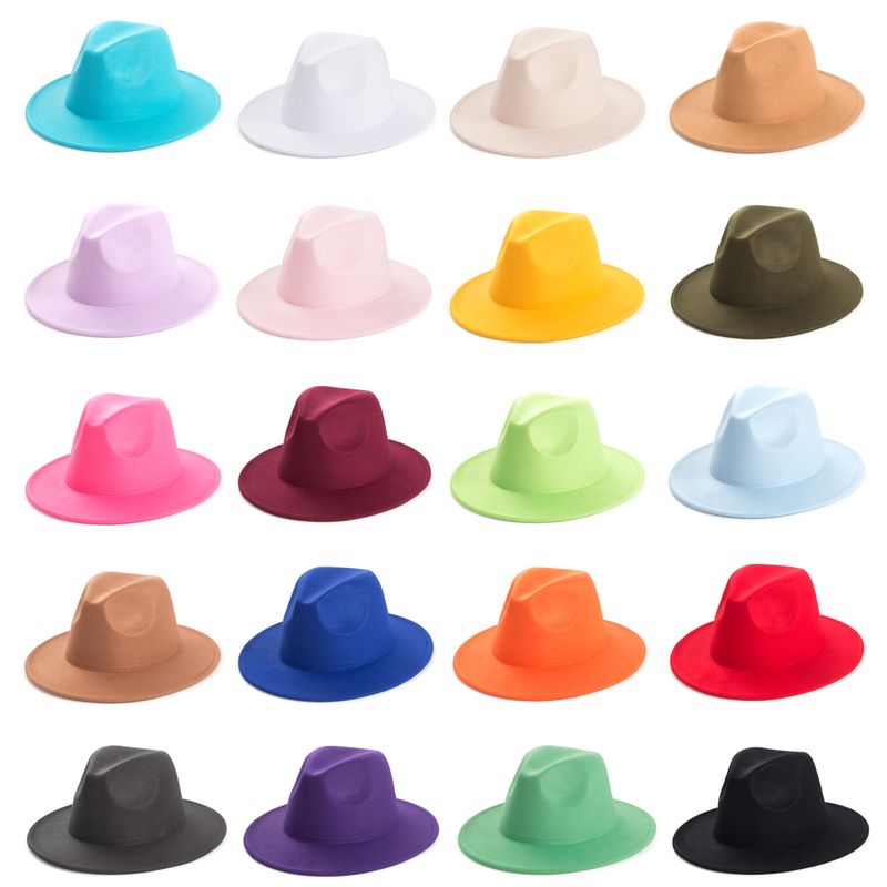 Unisex Elegant Solid Color Big Eaves Fedora Hat