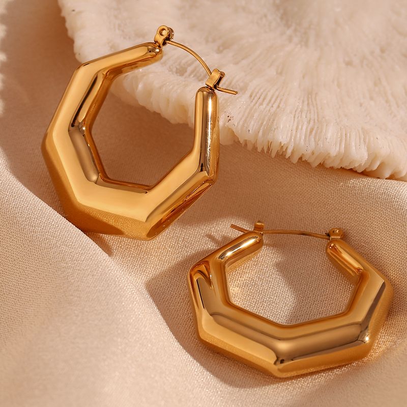 1 Pair Basic Simple Style Classic Style Geometric Plating Stainless Steel 18k Gold Plated Earrings