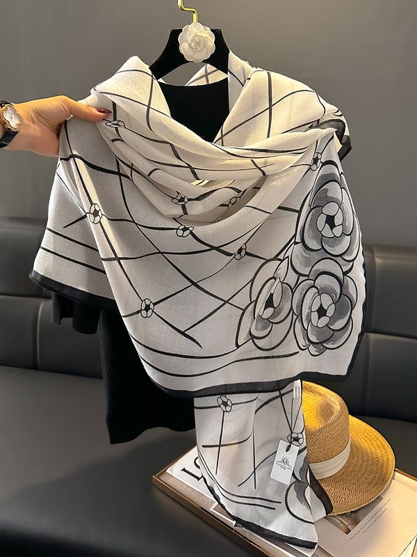 Frau Lässig Einfacher Stil Blume Baumwolle Und Leinen Drucken Schal