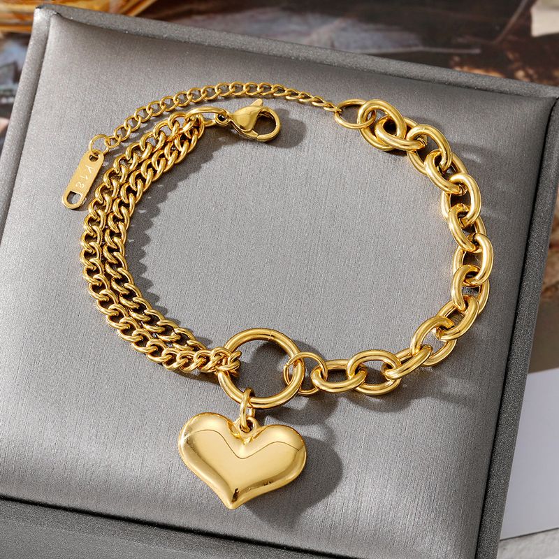 Estilo Simple Viajar Diariamente Forma De Corazón Tauro Acero Inoxidable Enchapado Chapado En Oro Pulsera