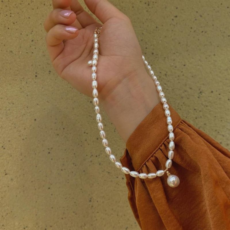 Elegant Lady Geometric Imitation Pearl Copper Women's Pendant Necklace