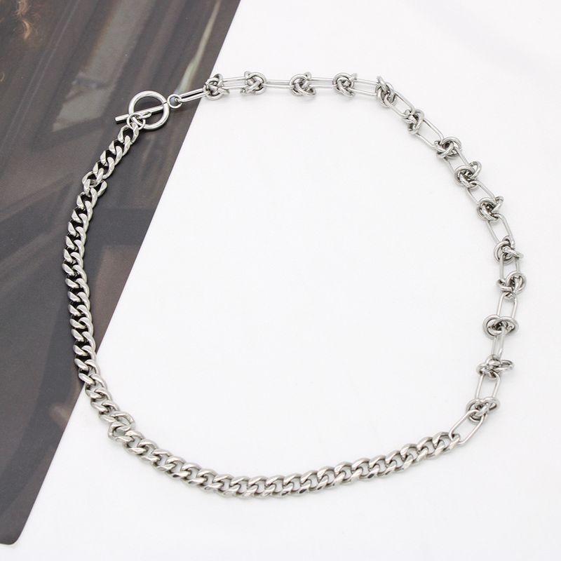 304 Stainless Steel Simple Style Cool Style Plating Solid Color Knot Necklace