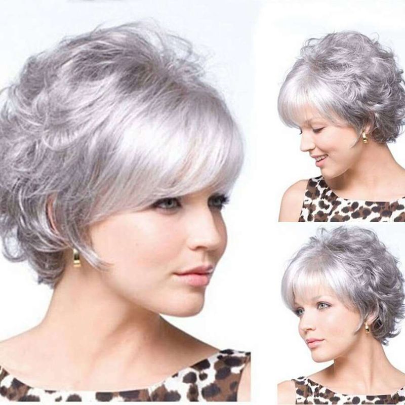 Women's Elegant Retro Holiday Street High Temperature Wire Side Fringe Short Curly Hair Wigs
