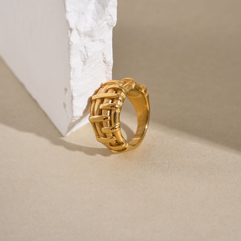 Edelstahl 304 14 Karat Vergoldet Lässig Moderner Stil Künstlerisch Überzug Bambus Ringe