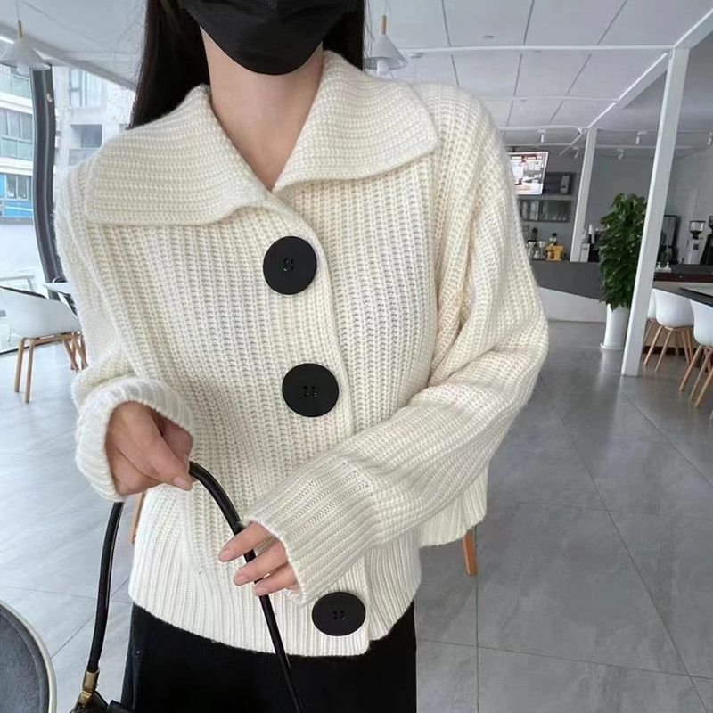 Women's Sweater Long Sleeve Sweaters & Cardigans Button Casual Solid Color