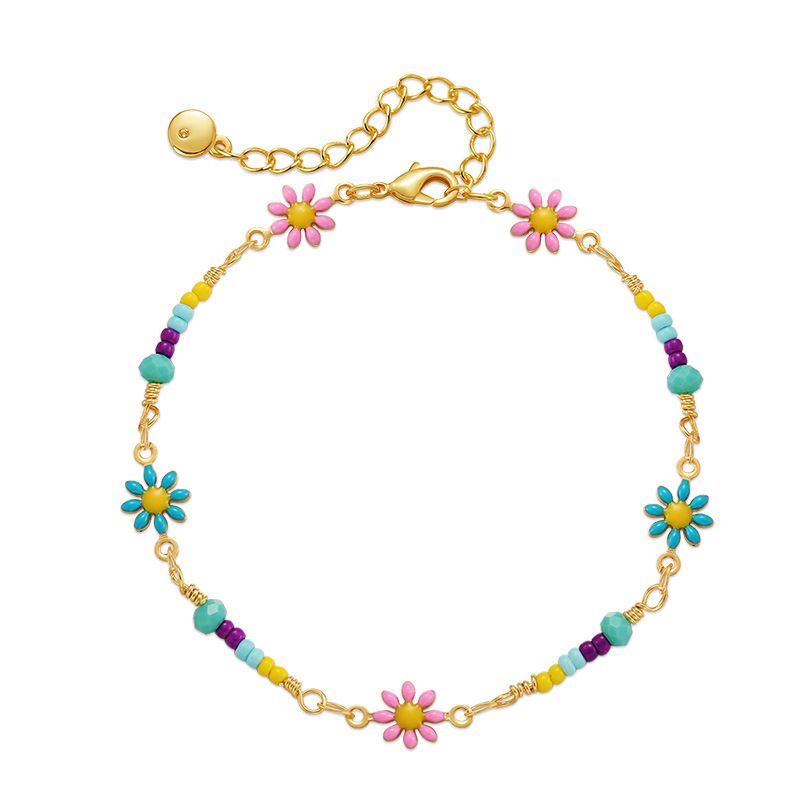 Style Ethnique Fleur Le Cuivre Émail Bracelets