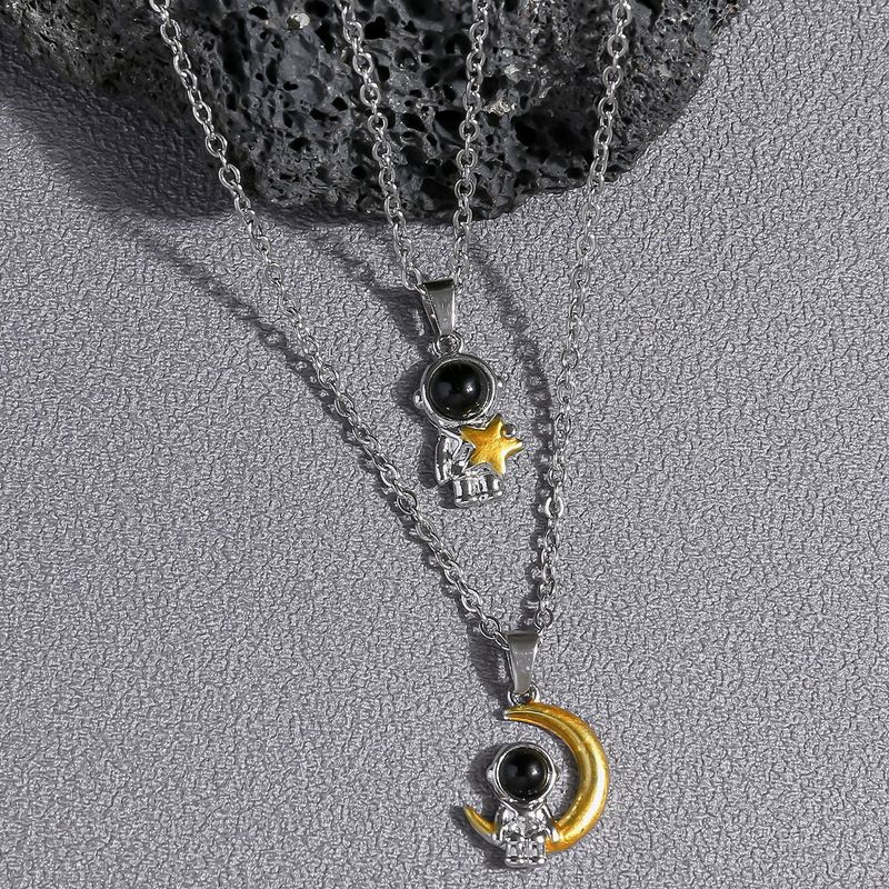 Retro Moon Alloy Plating Gold Plated Couple Pendant Necklace