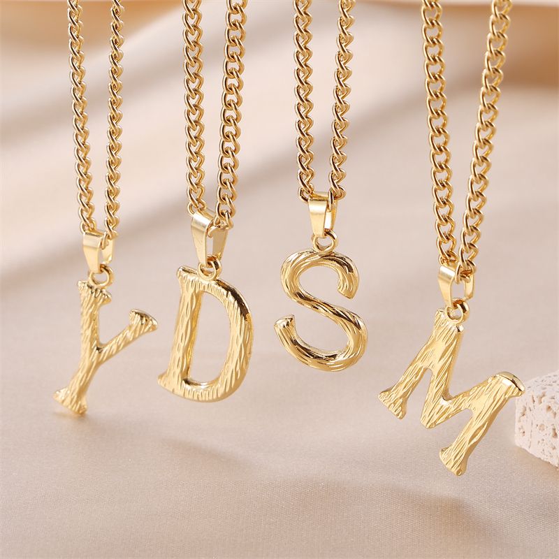 Stainless Steel Artistic Simple Style Sweet Plating Letter Pendant Necklace