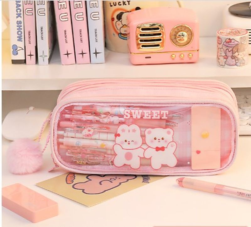 Cute Creative Rabbit Large Capacity Student Stationery Pencil Case