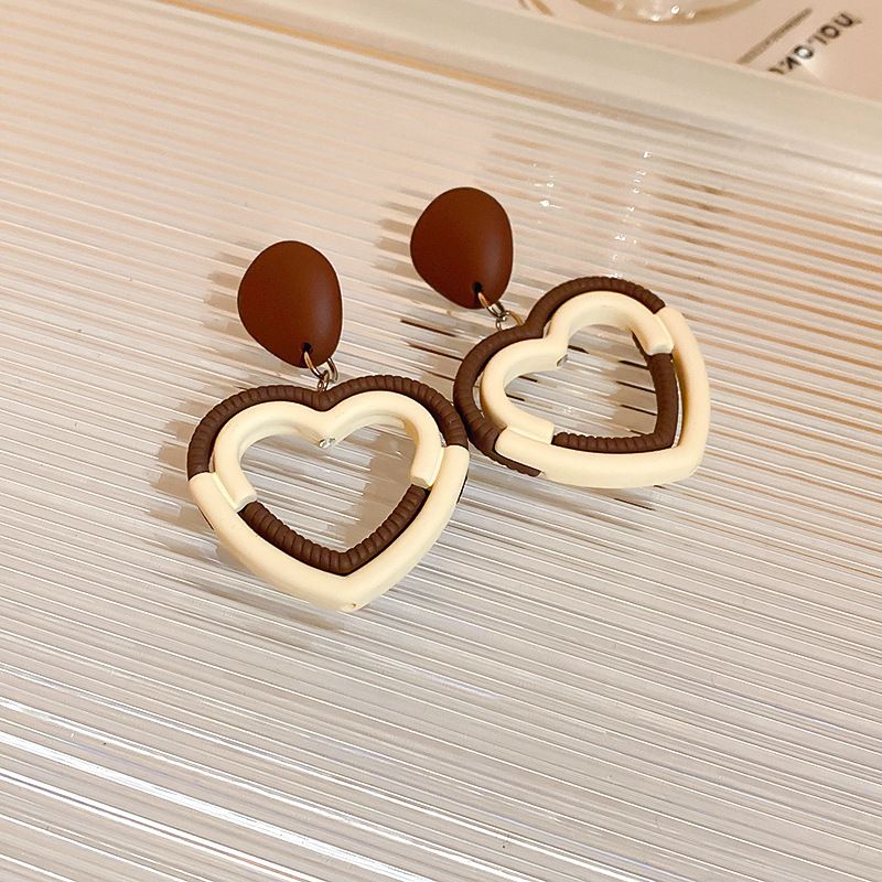 1 Pair Modern Style Heart Shape Plating Alloy Drop Earrings