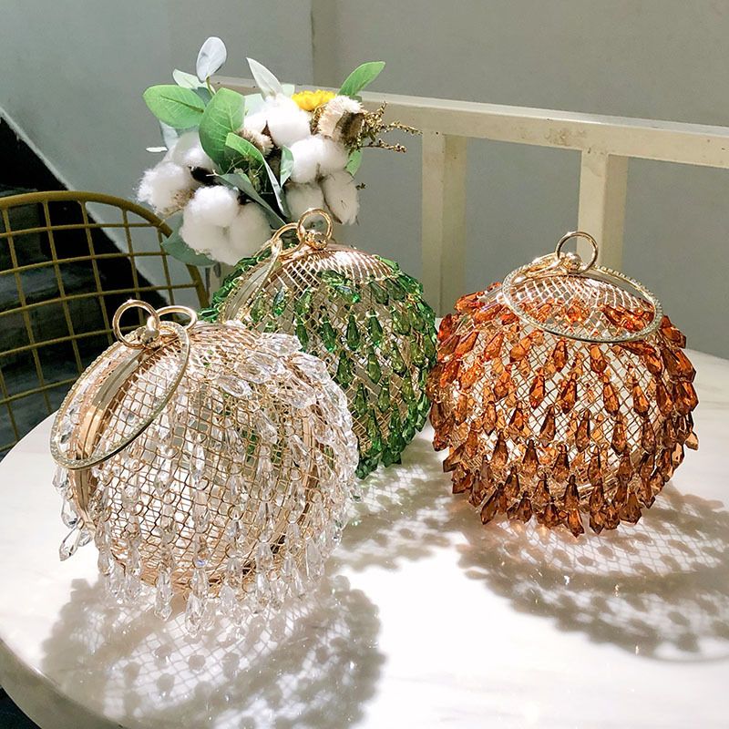 Transparent Green Arylic Color Block Round Evening Bags