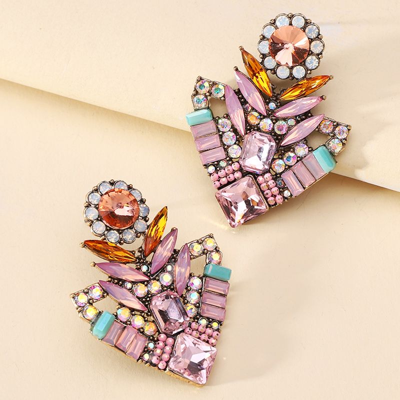 1 Pair Elegant Luxurious Korean Style Colorful Plating Metal Inlay Zinc Alloy Rhinestones Ear Studs